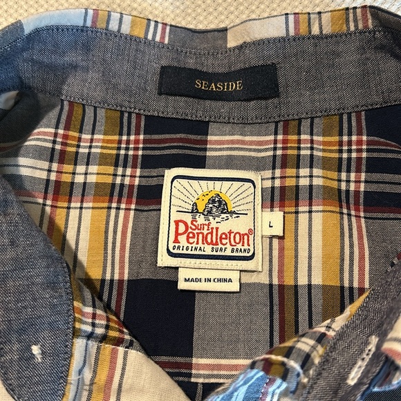 Pendleton Seaside Plaid Cotton Short Sleeve Button Down Shirt -Large - Picture 5 of 10